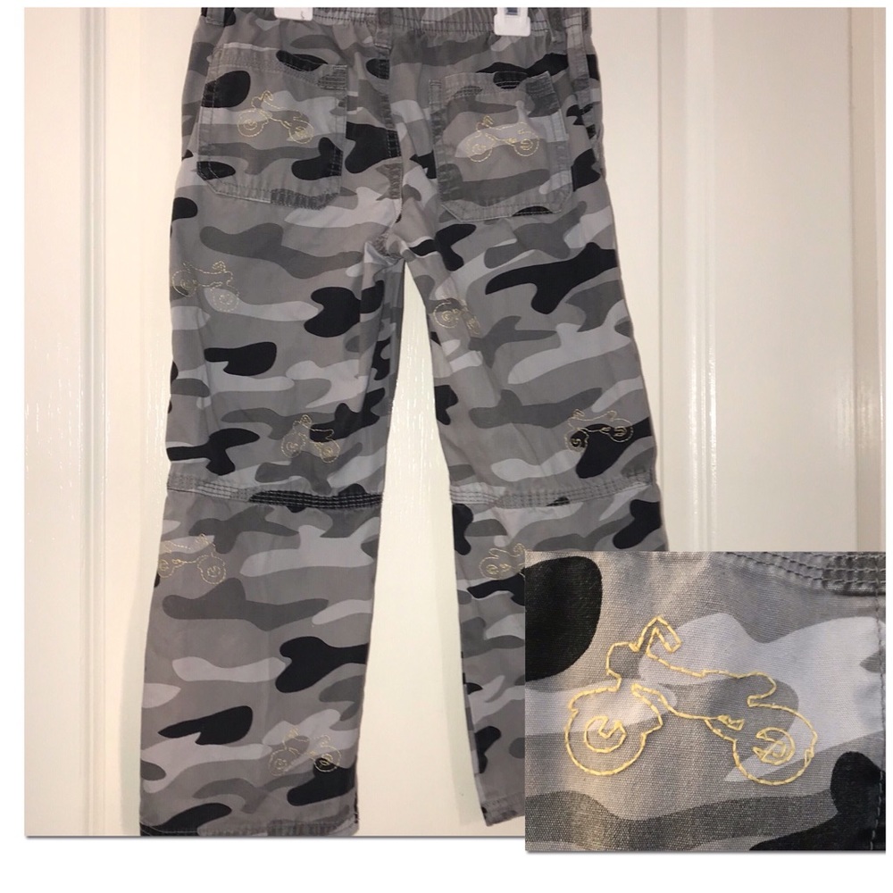 Gymboree camo pants w/motorcycle embroidery